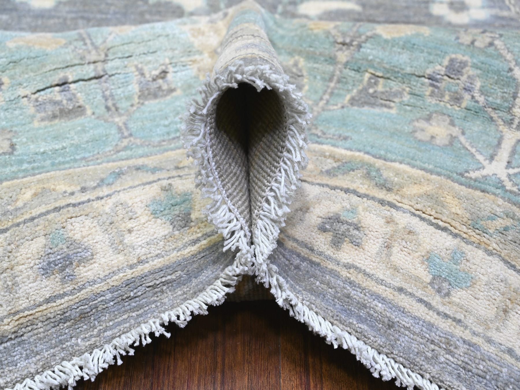 Mahal Oushak hand-knotted wool rug in Gray & Blue, 10'2" x 13'11" — SKU O088584 (view 5)