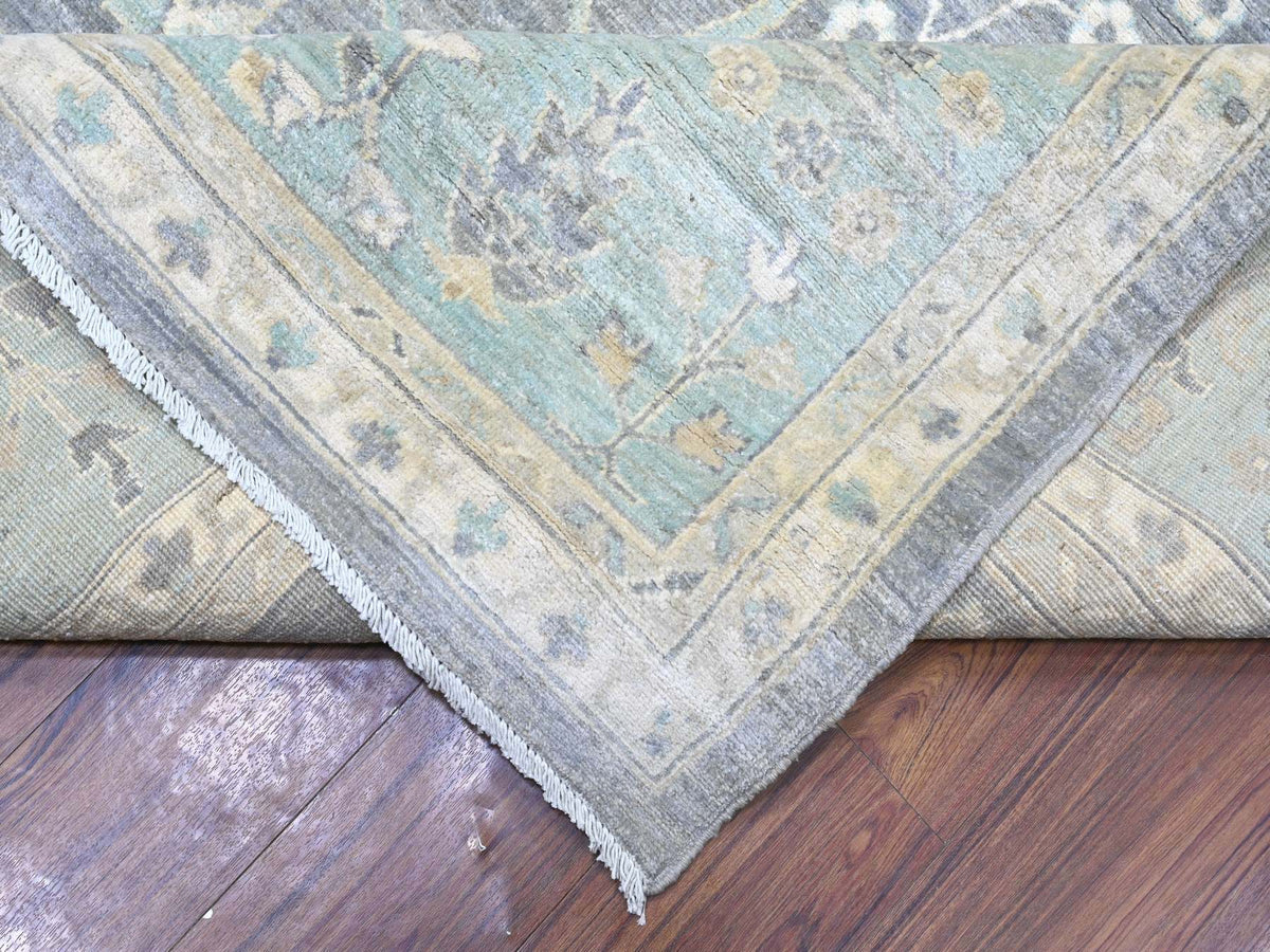 Mahal Oushak hand-knotted wool rug in Gray & Blue, 10'2" x 13'11" — SKU O088584 (view 6)