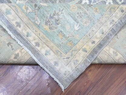 Mahal Oushak hand-knotted wool rug in Gray & Blue, 10'2" x 13'11" — SKU O088584 (view 6)