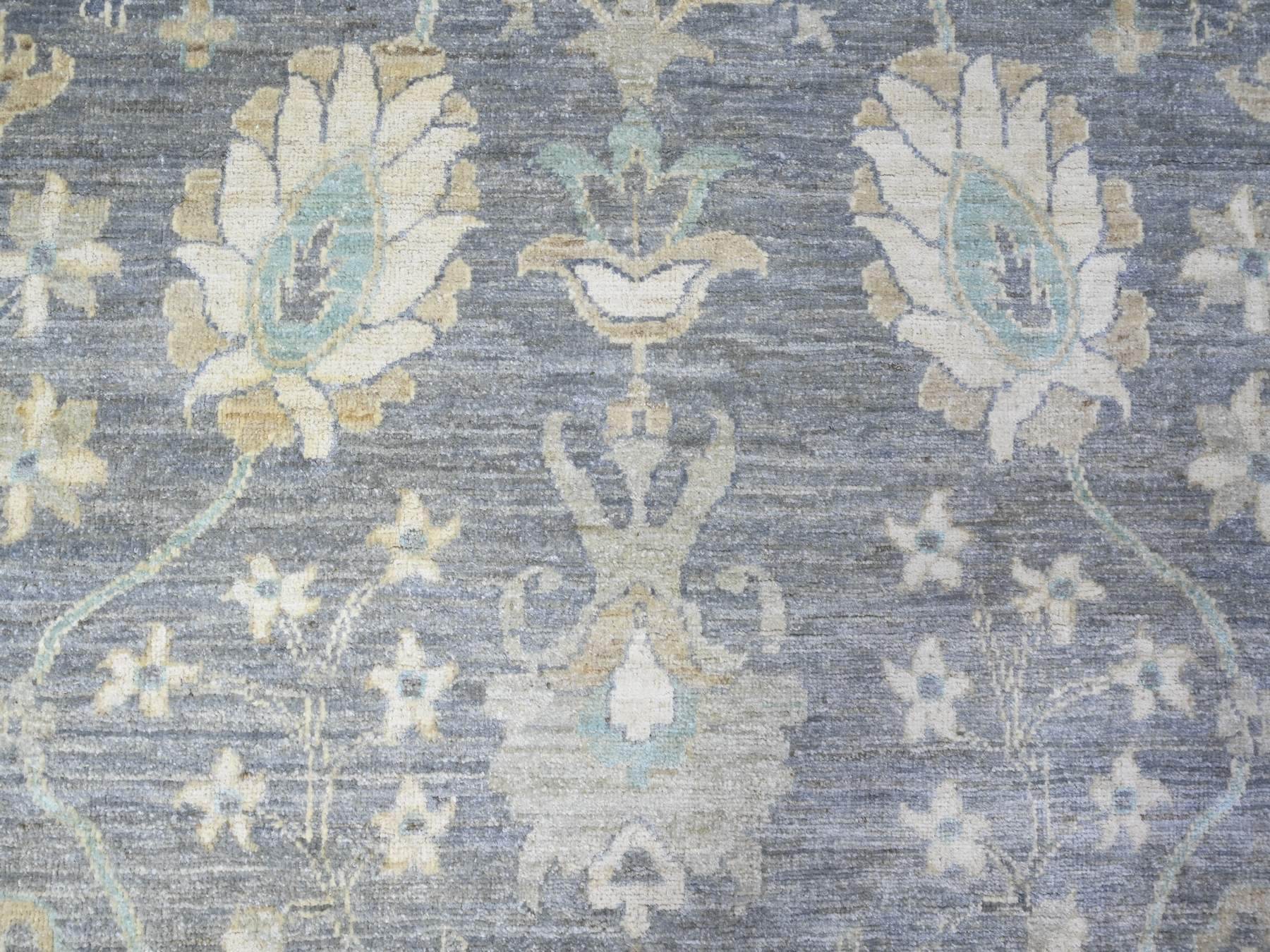 Mahal Oushak hand-knotted wool rug in Gray & Blue, 10'2" x 13'11" — SKU O088584 (view 8)