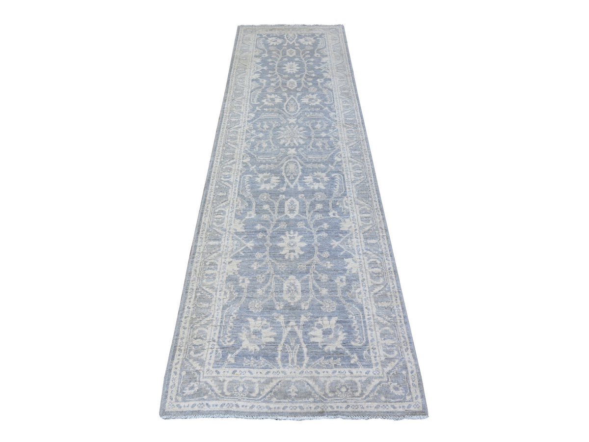 Peshawar Oushak hand-knotted wool runner in Gray, 2'10" x 9'9" — SKU O088587
