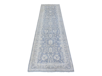 Peshawar Oushak hand-knotted wool runner in Gray, 2'10" x 9'9" — SKU O088587