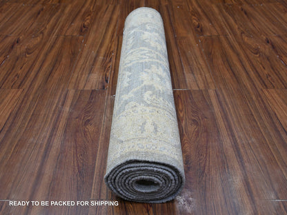 Peshawar Oushak hand-knotted wool runner in Gray, 2'10" x 9'9" — SKU O088587 (view 4)