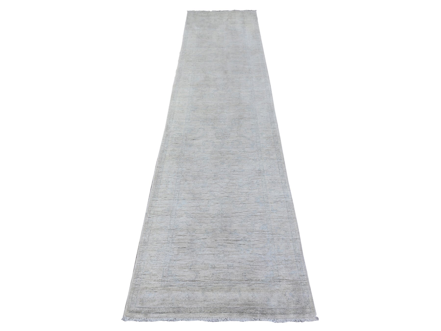 Peshawar Oushak hand-knotted wool runner in Gray, 2'7" x 11'2" — SKU O088588