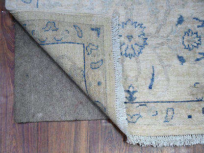 Peshawar Oushak hand-knotted wool runner in Ivory & Gray, 2'6" x 19'5" — SKU O088592 (view 2)