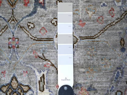 Grey 3'10" x 9'10" Oushak And Peshawar Hand knotted Wool Rug - Sku: O088619