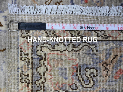 Grey 3'10" x 9'10" Oushak And Peshawar Hand knotted Wool Rug - Sku: O088619
