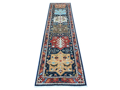 Blue 2'6" x 9'8" Oushak And Peshawar Hand knotted Wool Rug - Sku: O088623