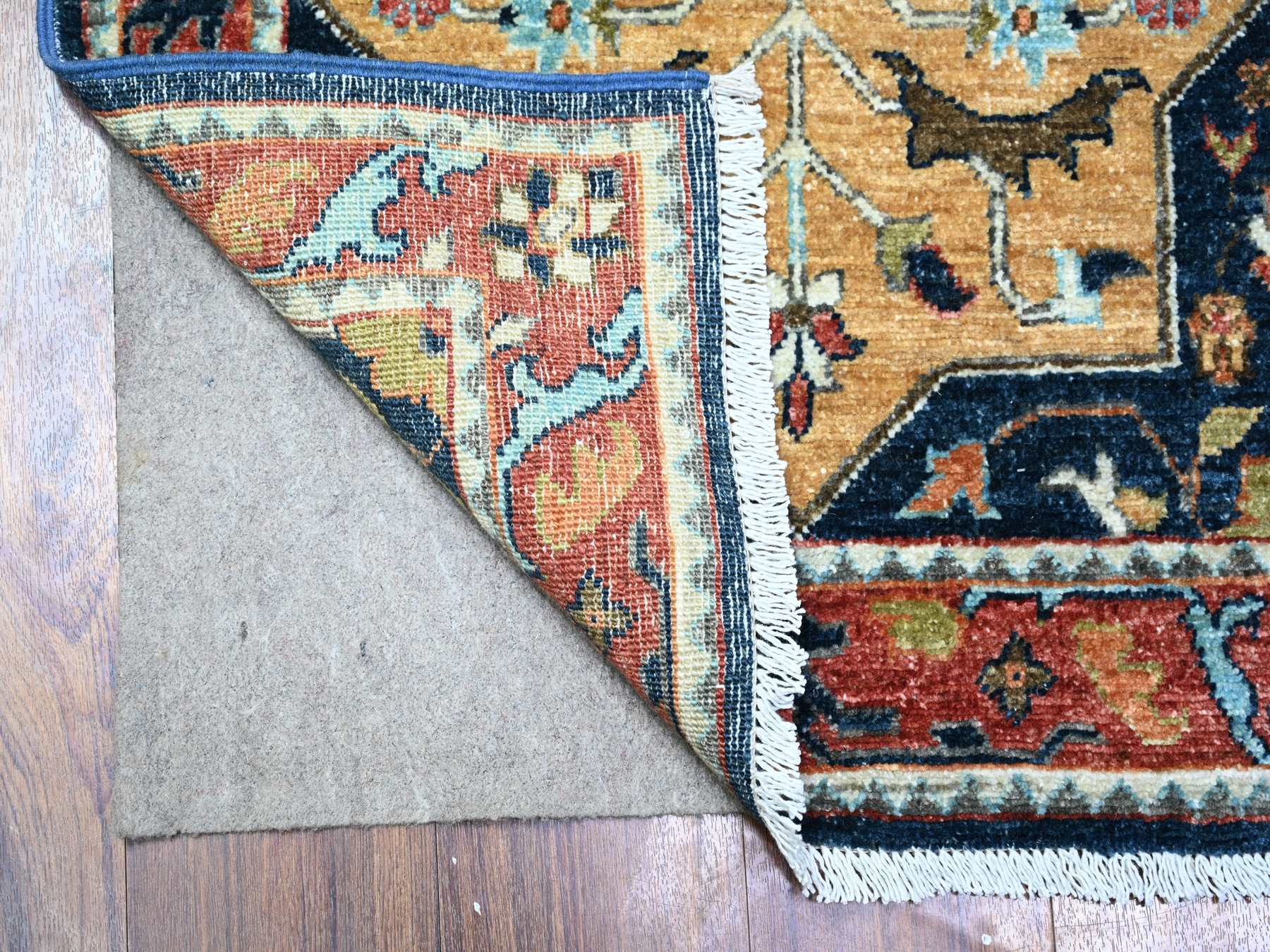 Blue 2'6" x 9'8" Oushak / Peshawar Hand knotted Wool Rug - Sku: O088623