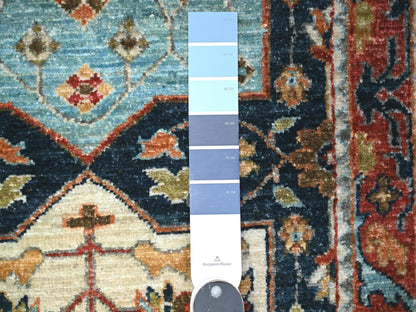 Blue 2'6" x 9'8" Oushak And Peshawar Hand knotted Wool Rug - Sku: O088623