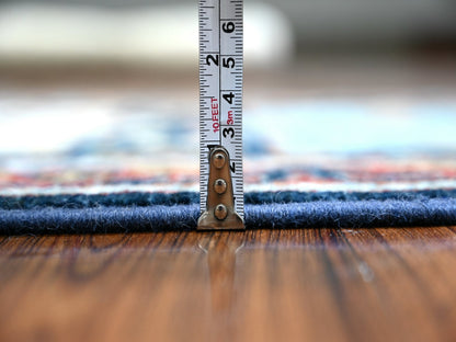 Blue 2'6" x 9'8" Oushak And Peshawar Hand knotted Wool Rug - Sku: O088623