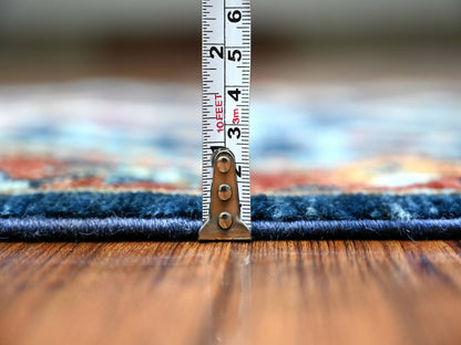 Blue 2'6" x 6'1" Oushak And Peshawar Hand knotted Wool Rug - Sku: O088625