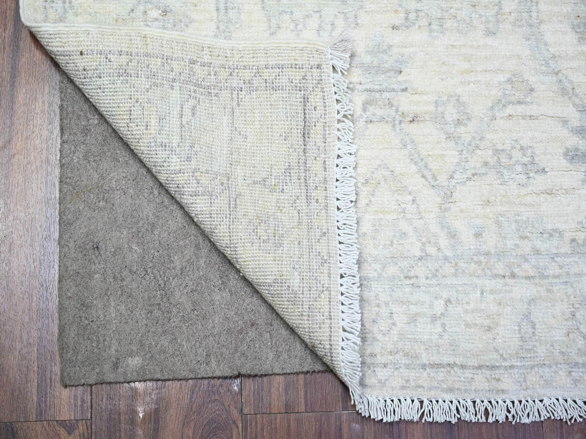 Peshawar Oushak hand-knotted wool runner in Ivory & White, 2'5" x 11'8" — SKU O088634 (view 2)