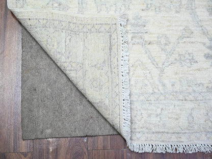 Peshawar Oushak hand-knotted wool runner in Ivory & White, 2'5" x 11'8" — SKU O088634 (view 2)