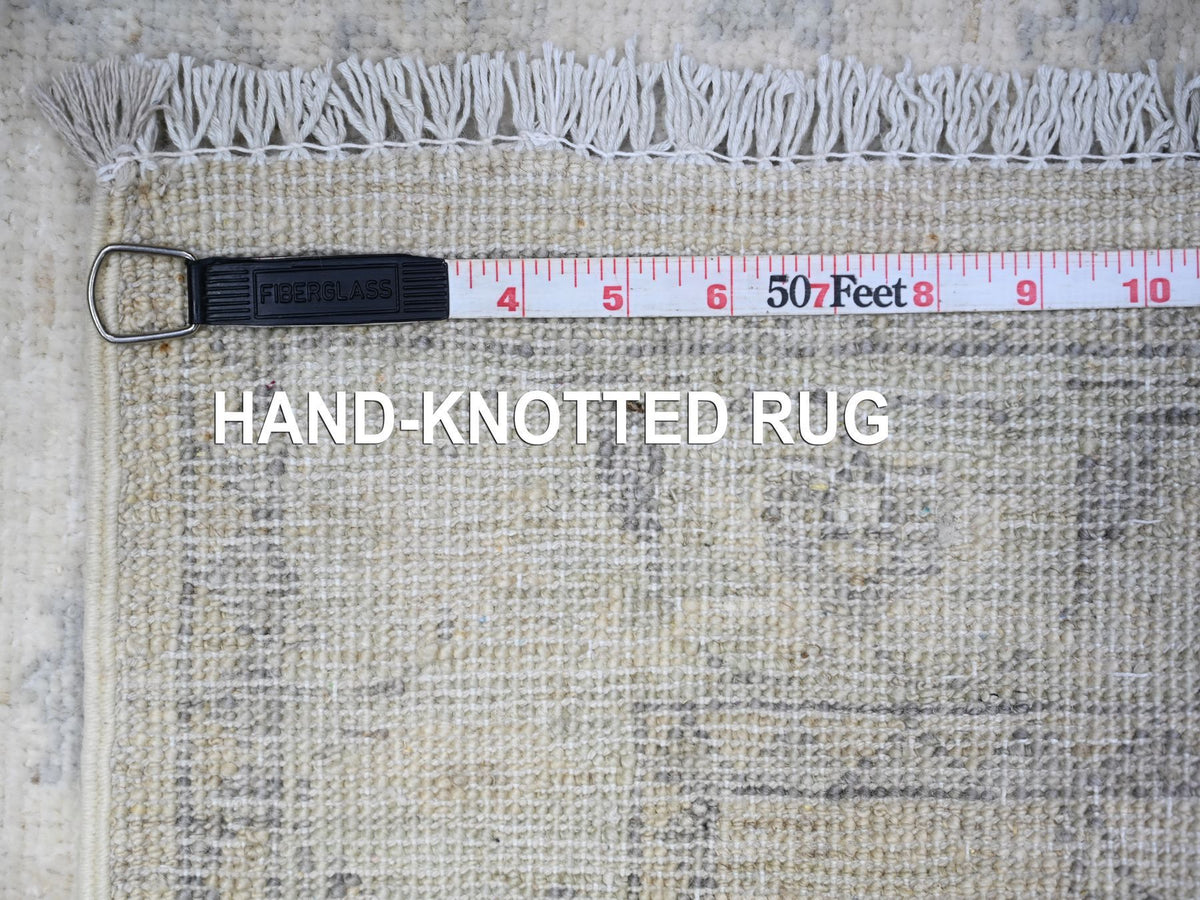 Peshawar Oushak hand-knotted wool runner in Ivory & White, 2'5" x 11'8" — SKU O088634 (view 6)