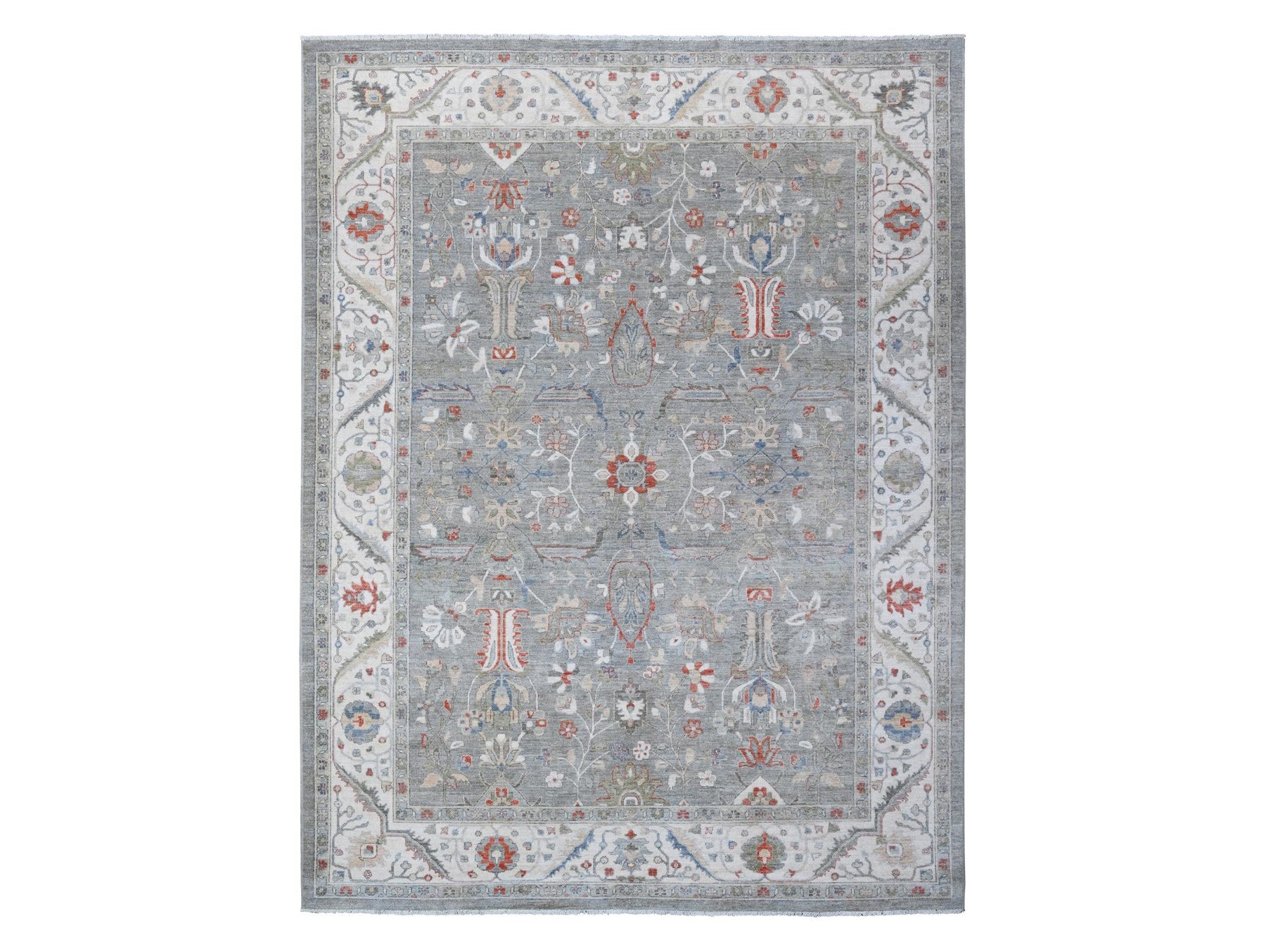 Heriz Oushak / Peshawar hand-knotted wool rug in Gray, 9'2" x 11'10", SKU O088643