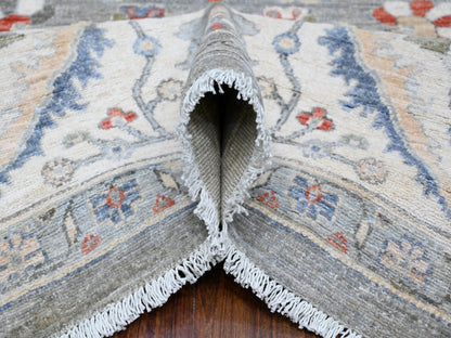 Grey 9'2" x 11'10" Oushak And Peshawar Hand knotted Wool Rug - Sku: O088643