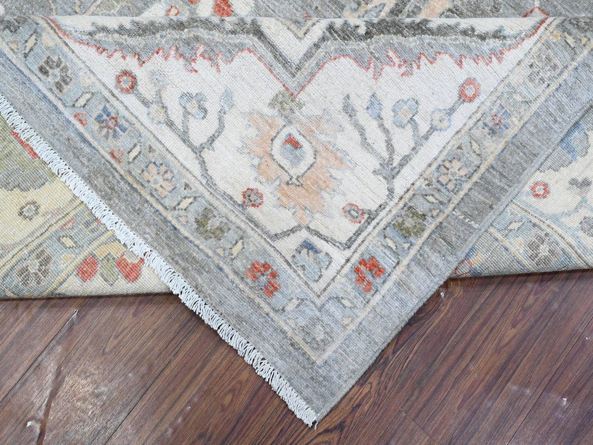 Heriz Oushak / Peshawar hand-knotted wool rug in Gray, 9'2" x 11'10", SKU O088643