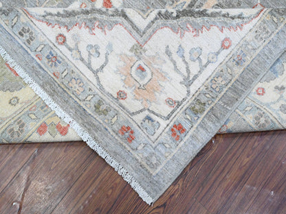 Heriz Oushak / Peshawar hand-knotted wool rug in Gray, 9'2" x 11'10", SKU O088643