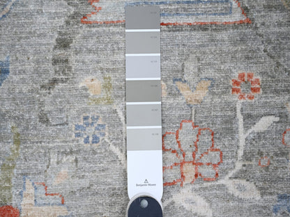 Grey 9'2" x 11'10" Oushak And Peshawar Hand knotted Wool Rug - Sku: O088643