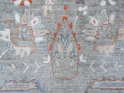Grey 9'2" x 11'10" Oushak And Peshawar Hand knotted Wool Rug - Sku: O088643