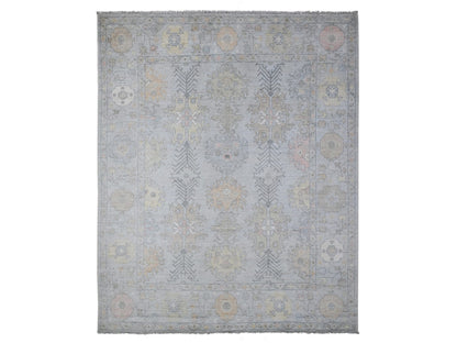 Grey 8'3" x 10'0" Oushak And Peshawar Hand knotted Wool Rug - Sku: O088649