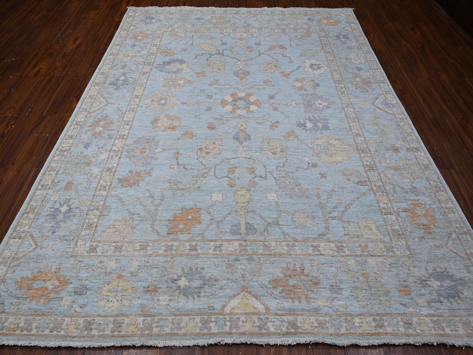 Oushak hand-knotted wool rug in Blue, 7'9" x 9'9", SKU O088658