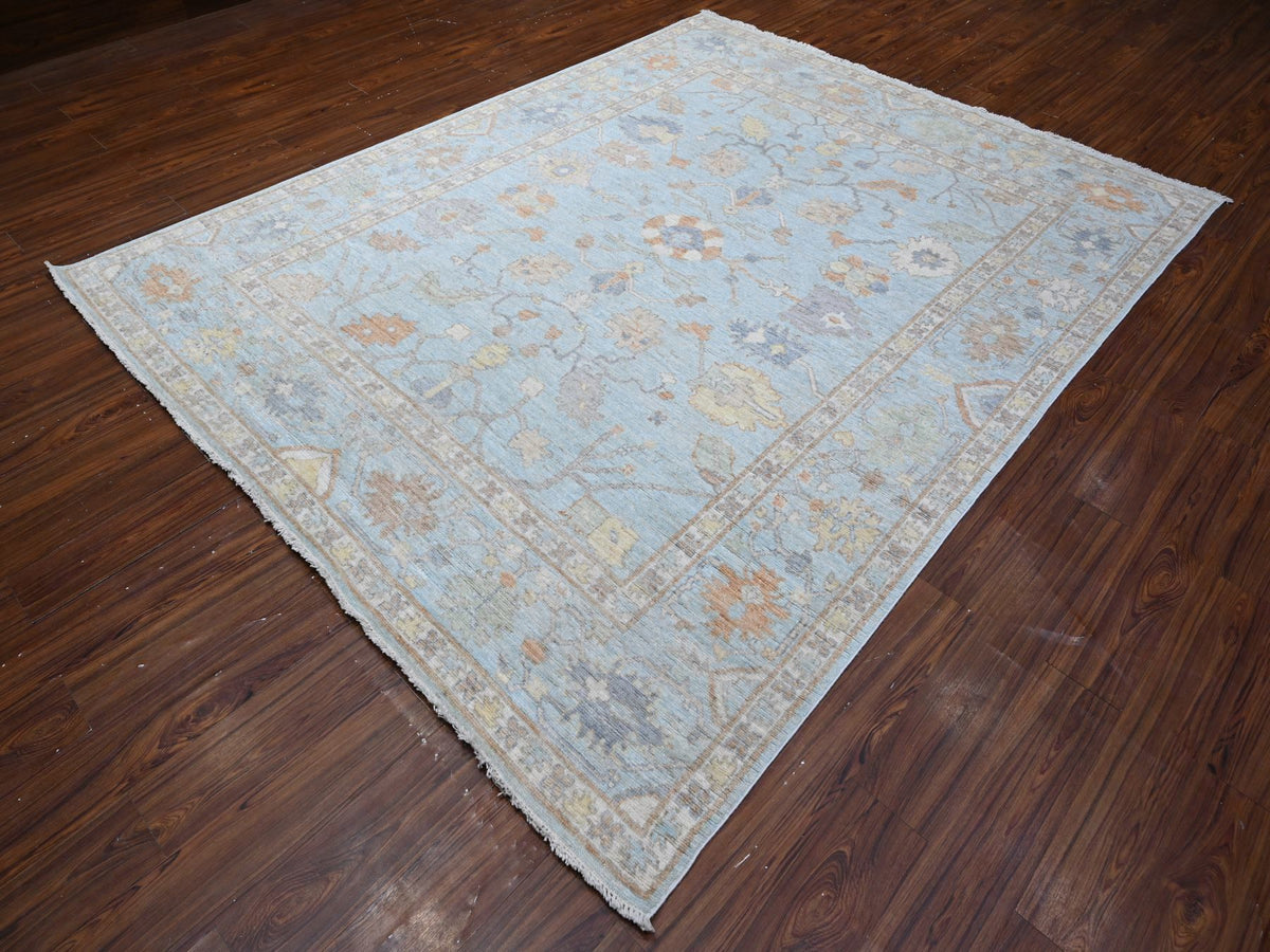 Oushak hand-knotted wool rug in Blue, 7'9" x 9'9", SKU O088658