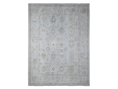 Grey 9'2" x 12'0" Oushak And Peshawar Hand knotted Wool Rug - Sku: O088669