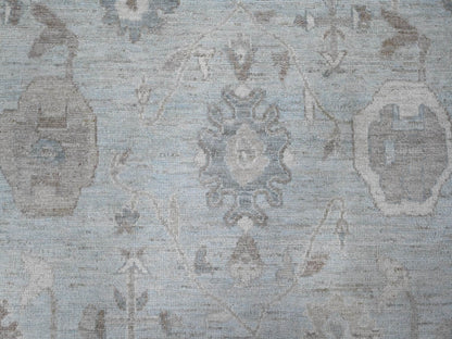 Grey 9'2" x 12'0" Oushak And Peshawar Hand knotted Wool Rug - Sku: O088669