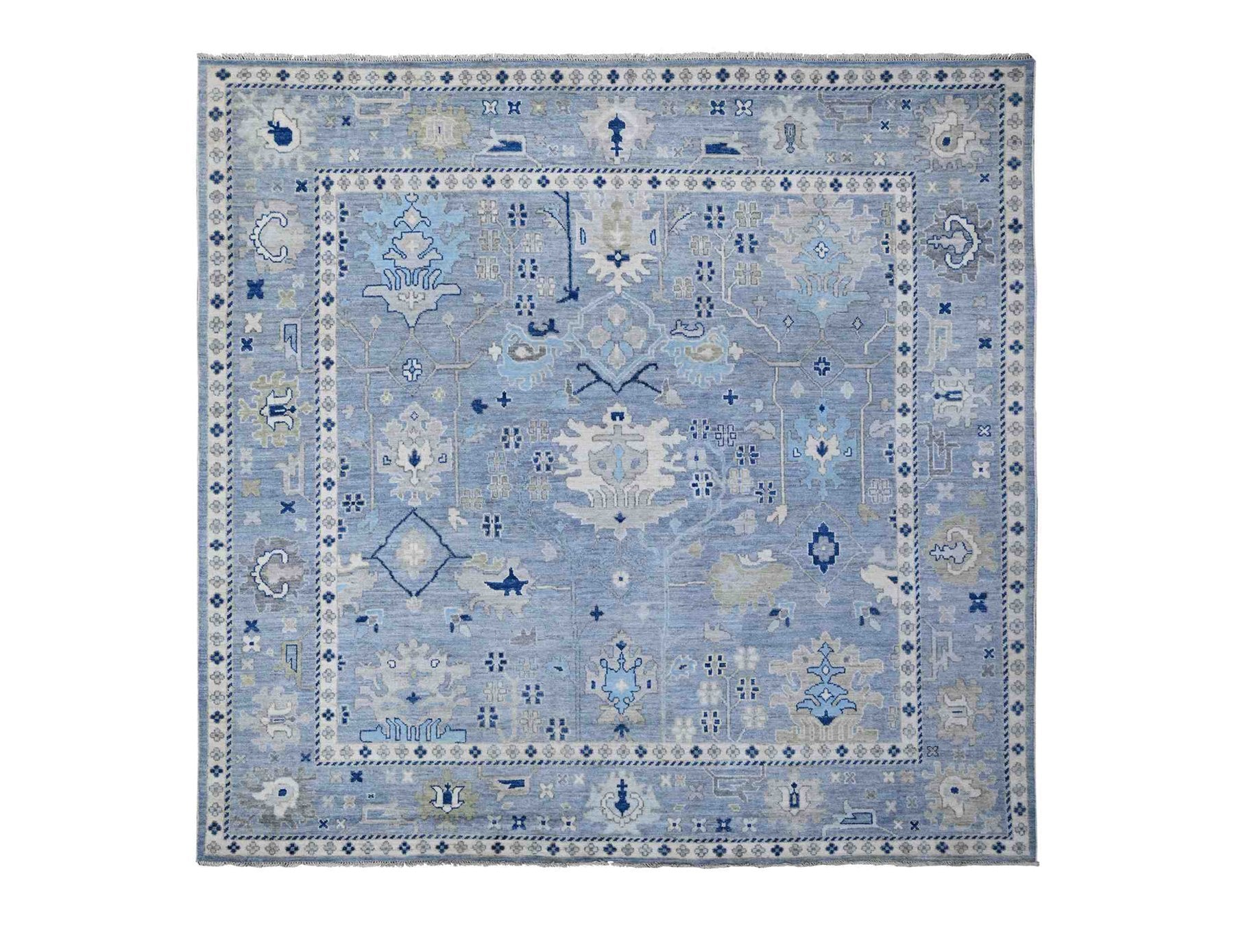 Oushak hand-knotted wool rug in Blue, 9'11" x 9'7", SKU O088687