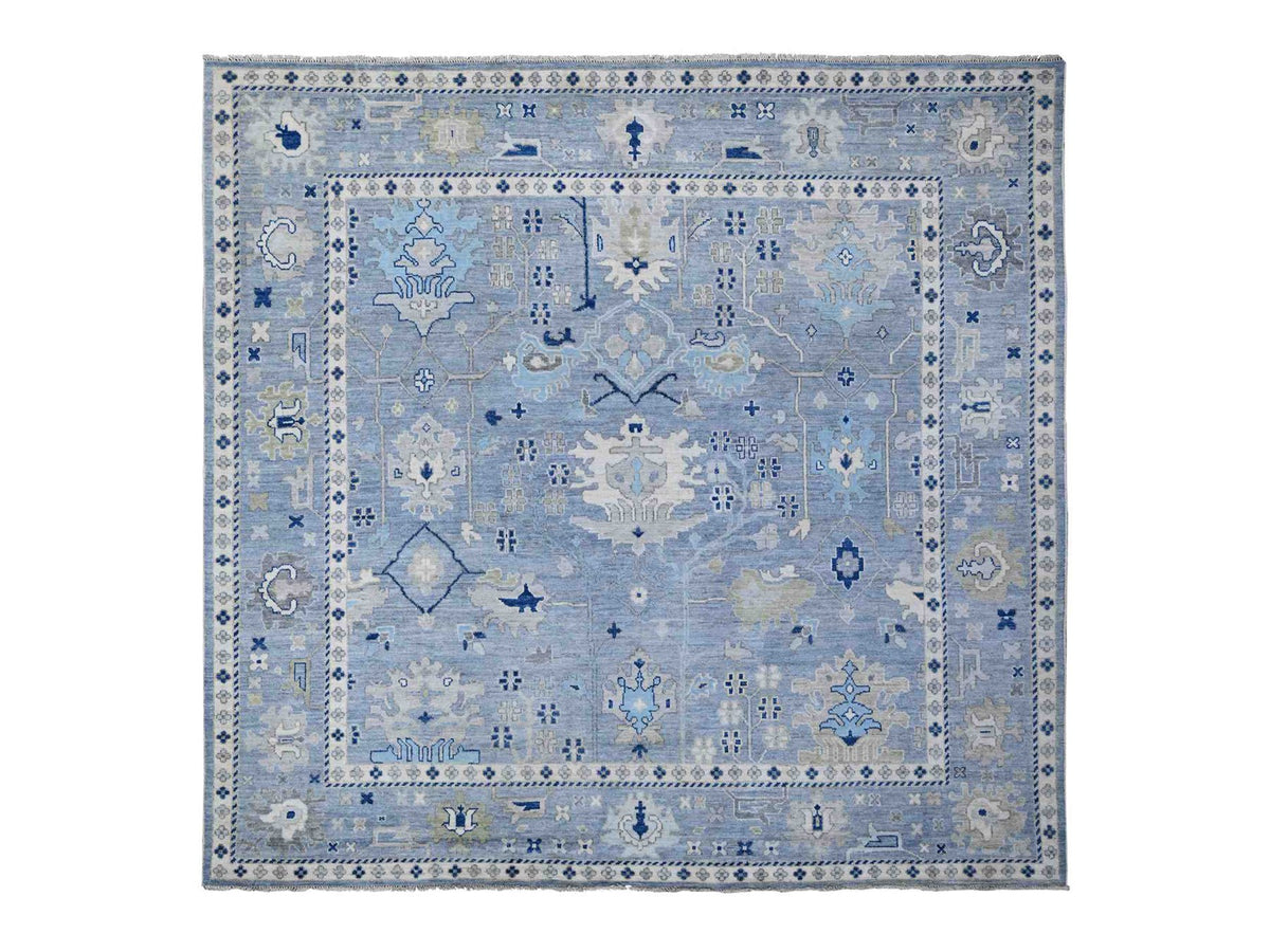 Oushak hand-knotted wool rug in Blue, 9'11" x 9'7", SKU O088687