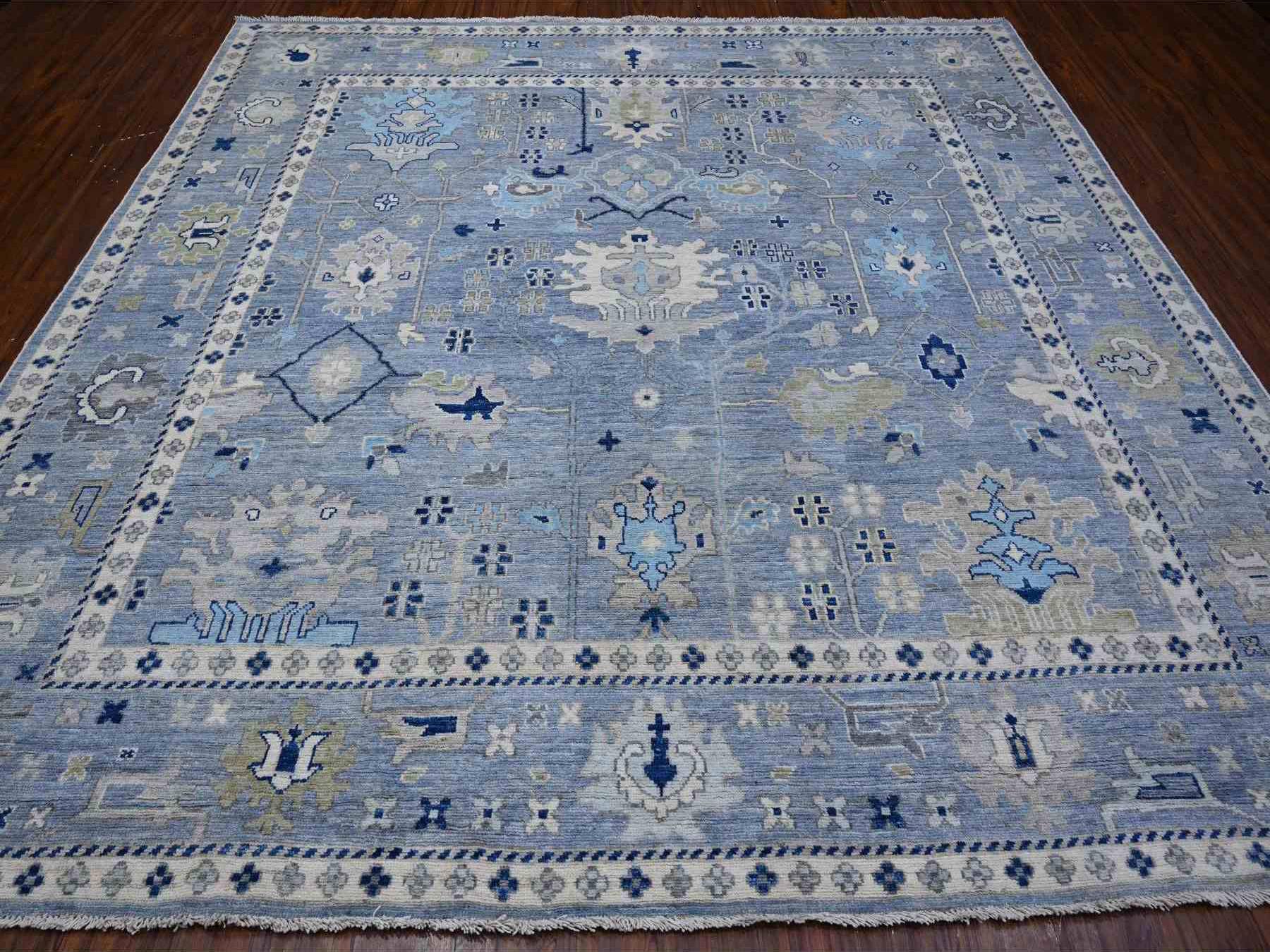 Oushak hand-knotted wool rug in Blue, 9'11" x 9'7", SKU O088687