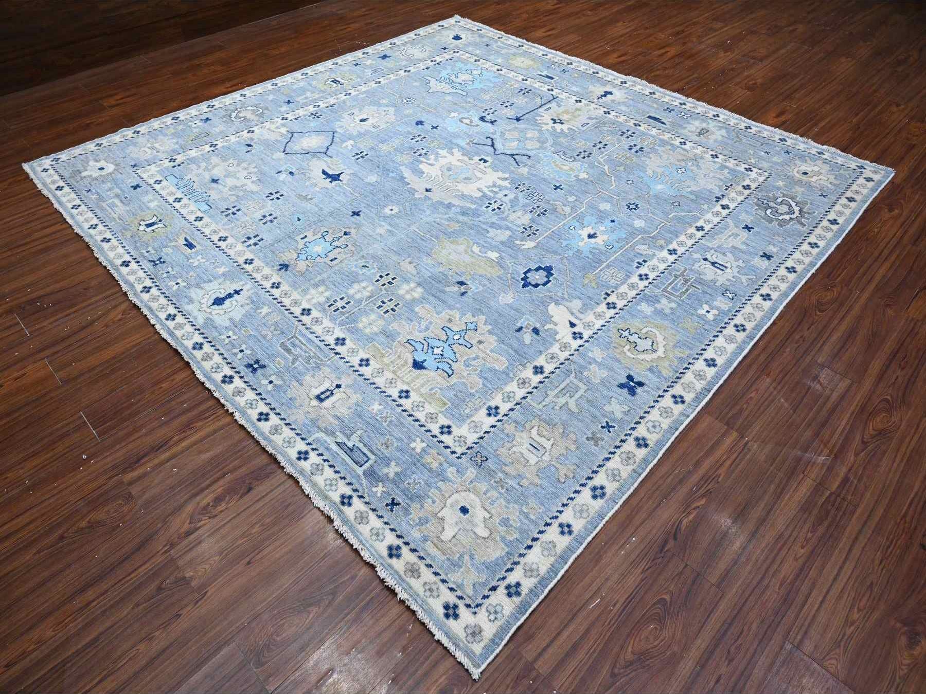 Oushak hand-knotted wool rug in Blue, 9'11" x 9'7", SKU O088687