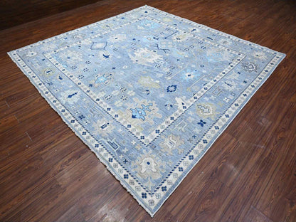 Oushak hand-knotted wool rug in Blue, 9'11" x 9'7", SKU O088687