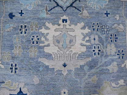 Oushak hand-knotted wool rug in Blue, 9'11" x 9'7", SKU O088687