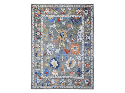 Grey 9'9" x 13'4" Oushak And Peshawar Hand knotted Wool Rug - Sku: O088688