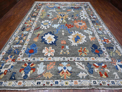 Grey 9'9" x 13'4" Oushak And Peshawar Hand knotted Wool Rug - Sku: O088688