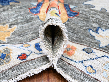 Grey 9'9" x 13'4" Oushak And Peshawar Hand knotted Wool Rug - Sku: O088688