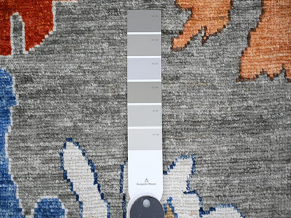Grey 9'9" x 13'4" Oushak And Peshawar Hand knotted Wool Rug - Sku: O088688
