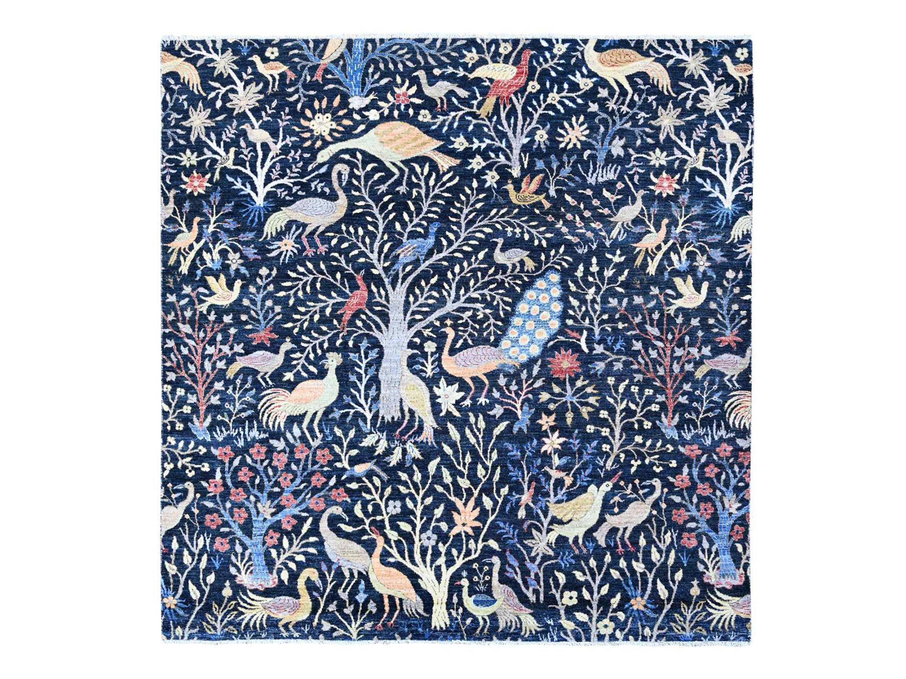 Peshawar hand-knotted wool rug in Blue, 7'11" x 8'2", SKU O088712