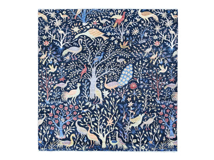 Peshawar hand-knotted wool rug in Blue, 7'11" x 8'2", SKU O088712