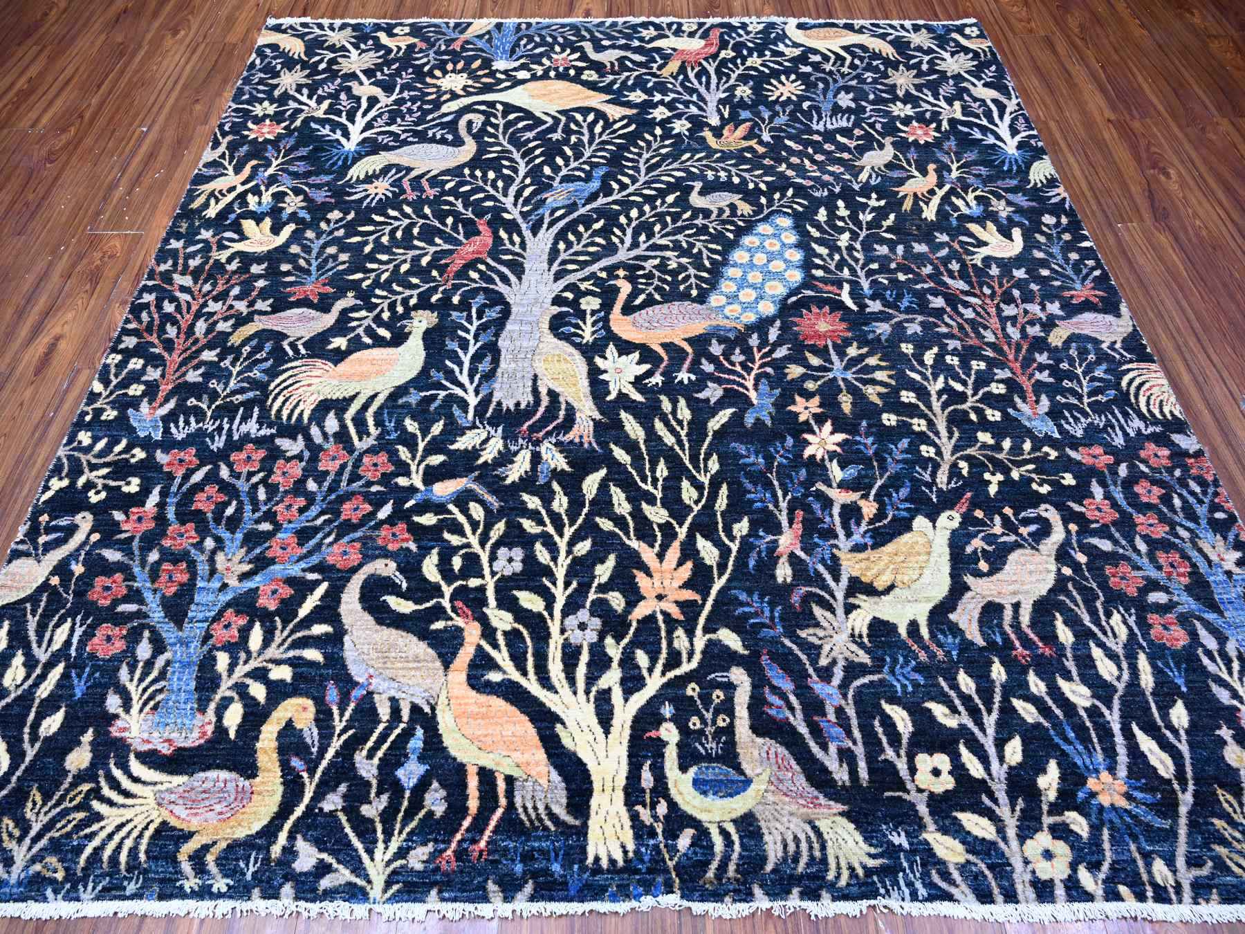 Peshawar hand-knotted wool rug in Blue, 7'11" x 8'2", SKU O088712