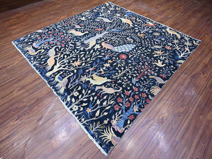 Peshawar hand-knotted wool rug in Blue, 7'11" x 8'2", SKU O088712