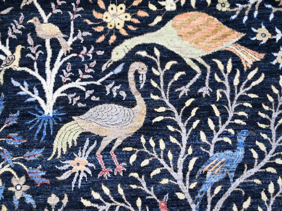 Peshawar hand-knotted wool rug in Blue, 7'11" x 8'2", SKU O088712