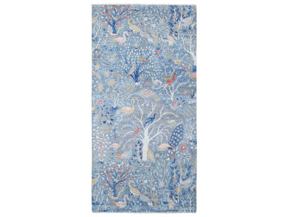 Blue 6'1" x 12'0" Oushak And Peshawar Hand knotted Wool Rug - Sku: O088715