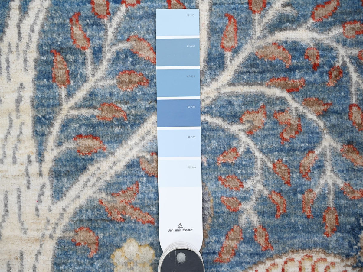 Peshawar hand-knotted wool rug in Blue, 6'1" x 6'2", SKU O088717