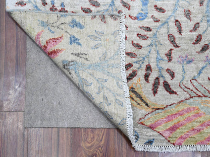 Grey 4'1" x 15'11" Oushak And Peshawar Hand knotted Wool Rug - Sku: O088718