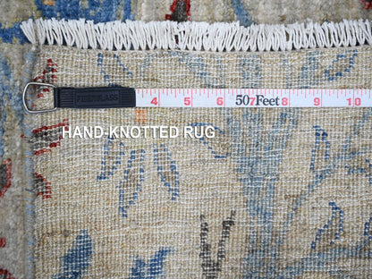 Grey 4'1" x 15'11" Oushak And Peshawar Hand knotted Wool Rug - Sku: O088718