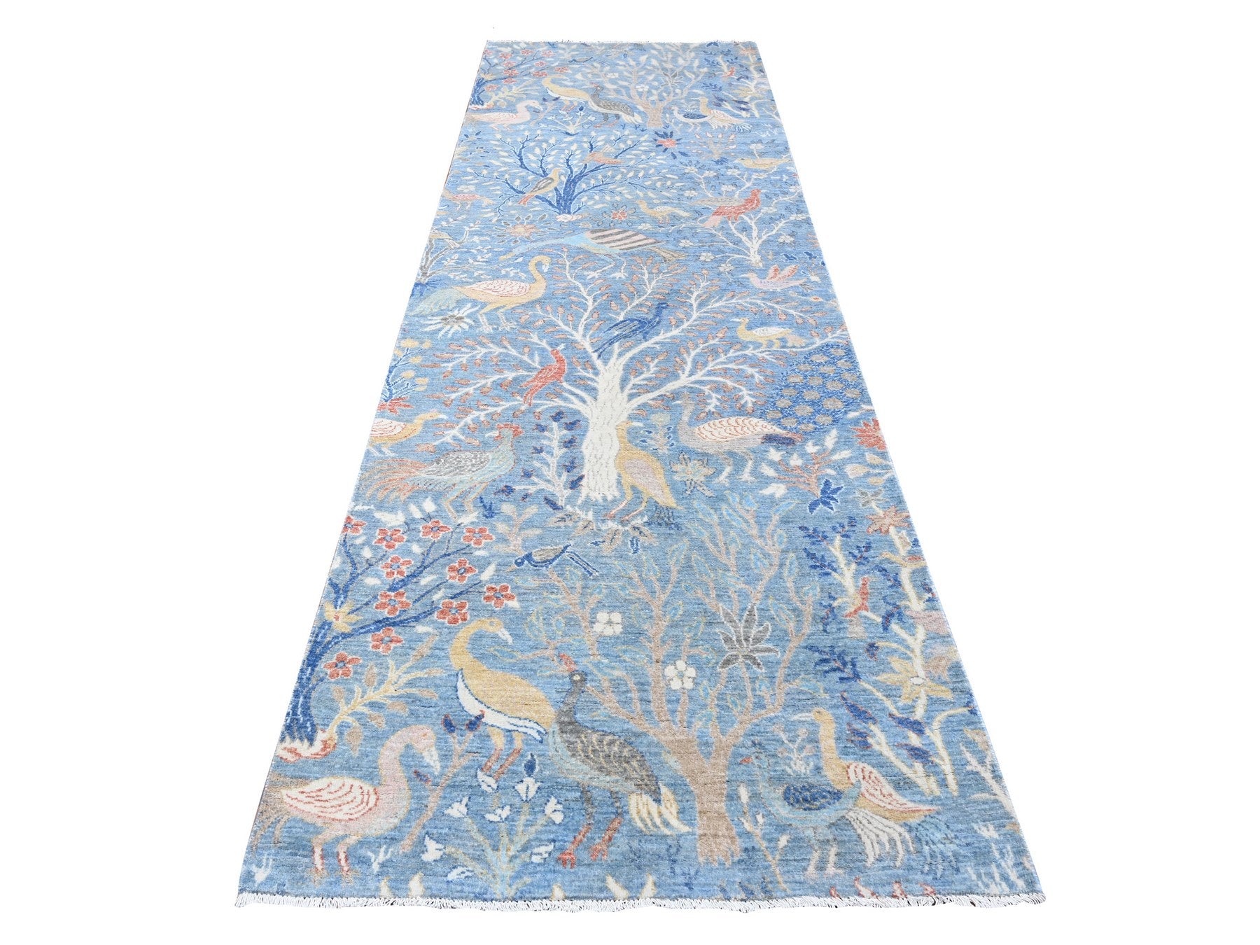 Peshawar hand-knotted wool runner in Blue, 3'11" x 11'10", SKU O088719